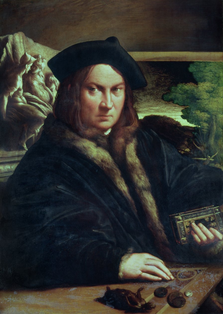 Retrato, de, um, cavalheiro, desgastar, um, boina de Parmigianino