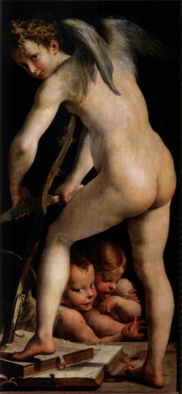 Cupido fazendo o arco de Parmigianino