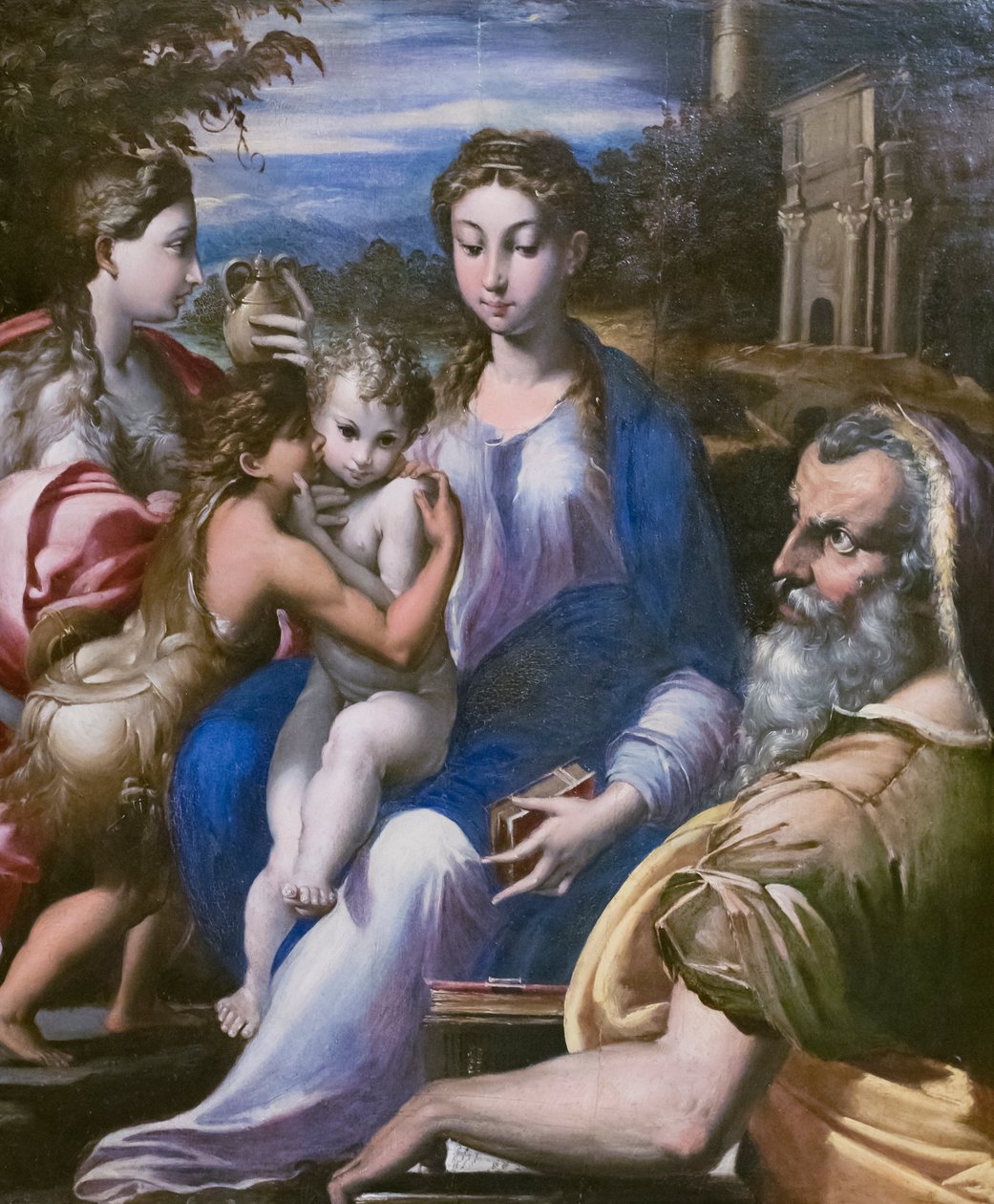 Sagrada família com São João Baptista e Maria Madalena de Parmigianino (1503 40) (follower of)