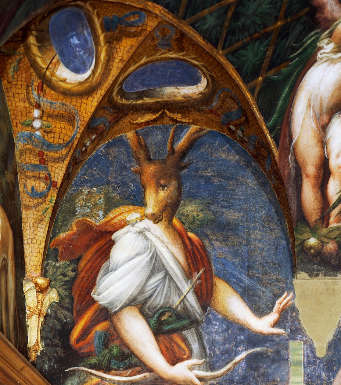 Actaeon transformado em veado por Diana, detalhe do salão Diane e Acteon de Parmigianino