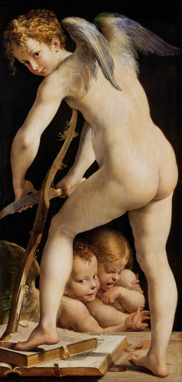 Cupido esculpindo um arco de Parmigianino