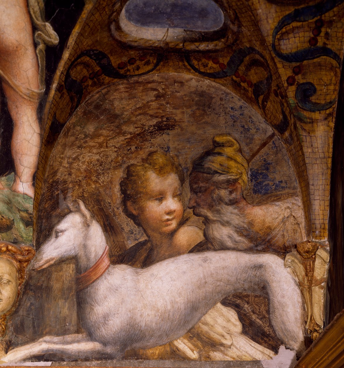 Cão e caçador, de Mito de Diana e Actaeon de Parmigianino