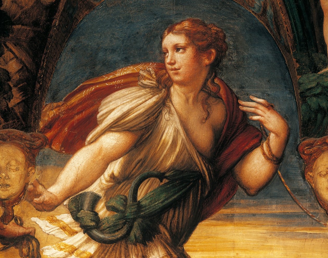 Lenda de Diana e Actaeon de Francesco Mazzola, conhecido como Parmigianino (1503-1540), fresco, detalhe, Rocca Sanvitale, Fontanellato, Emilia Romagna de Parmigianino