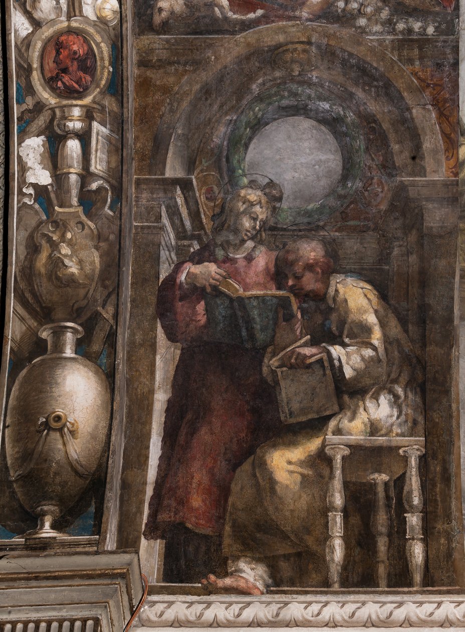 Santo Estêvão e São Lourenço, c.1523 (fresco) de Parmigianino