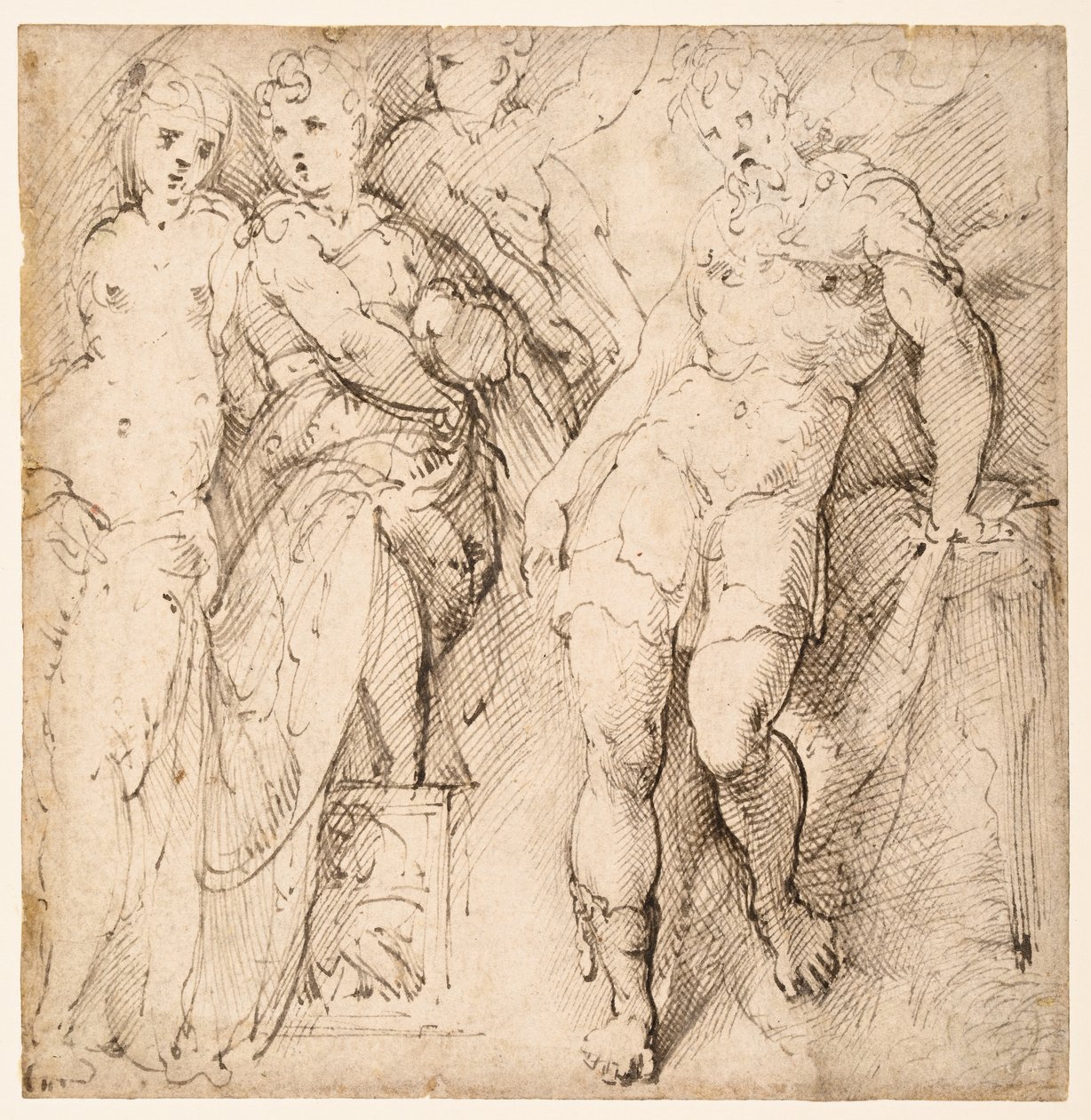 Estudos de quatro figuras (recto) de Parmigianino