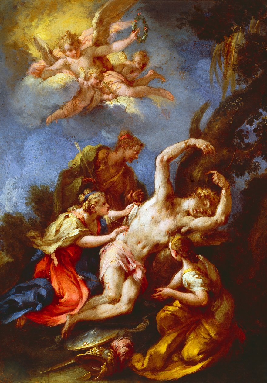 São Sebastião atendido por Santa Mulher, por Michele Rocca também conhecida como il Parmigianino, óleo sobre tela, 48x37 cm de Parmigianino