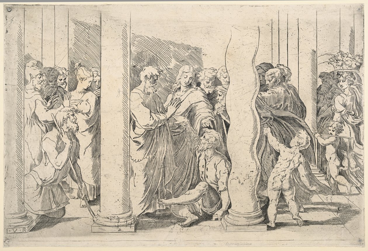 Santos Pedro e João curando o homem coxo no Golden Gate de Parmigianino
