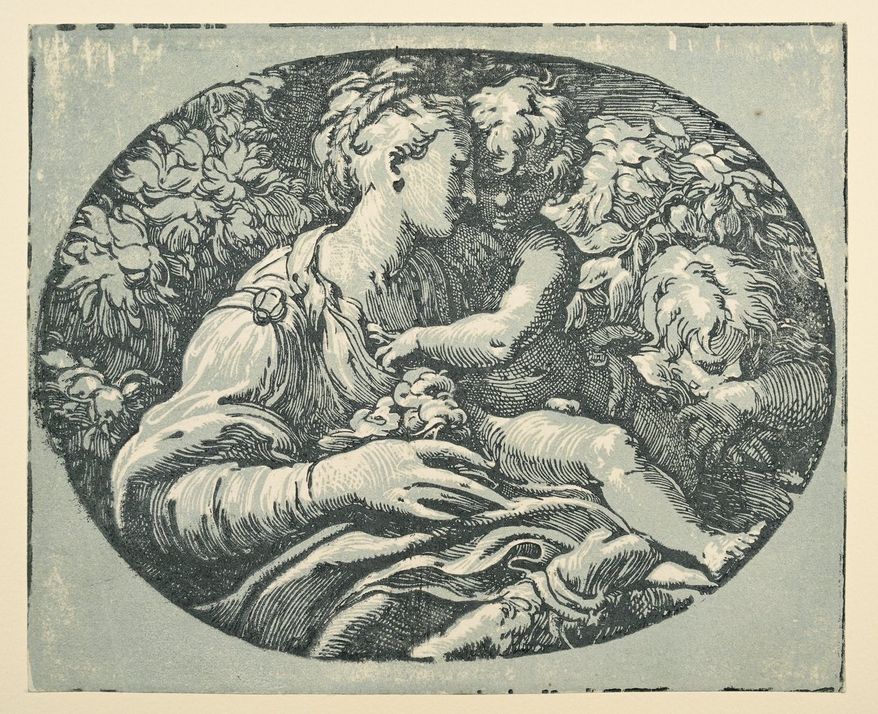 Virgem e Criança com o Menino São João (tinta (preto e azul-esverdeado) sobre papel) de Parmigianino