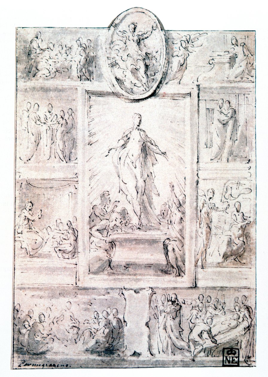 Esboço da composição, c1513-1540 de Parmigianino
