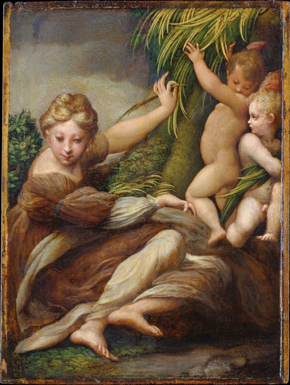 Mártir feminina com anjos (Santa Catarina de Alexandria) de Parmigianino