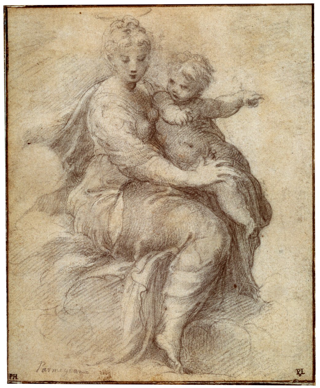 Madonna e criança nas nuvens, c1525 de Parmigianino