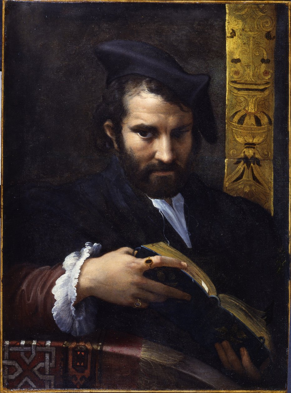 Retrato de um homem com um livro, ca 1524. de Parmigianino