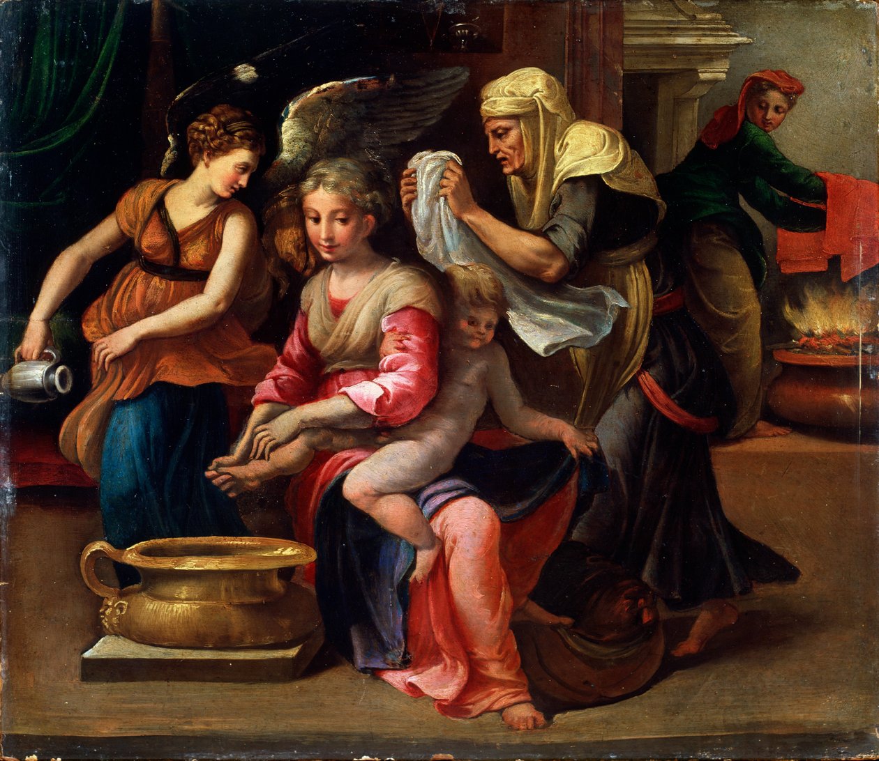 O banho de criança, século XVI. de Parmigianino