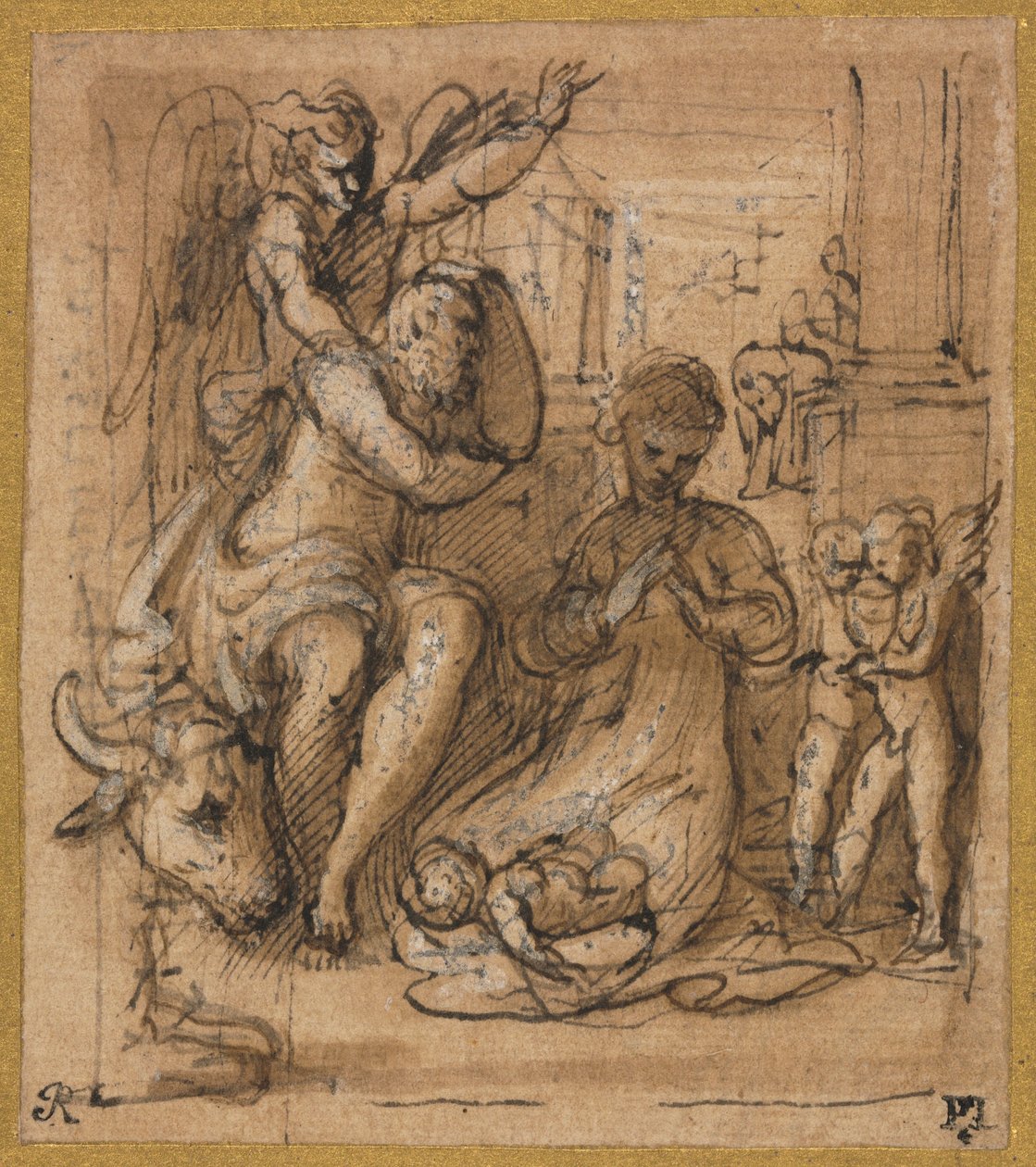 A Natividade com o Sonho de José, c. 152730. de Parmigianino