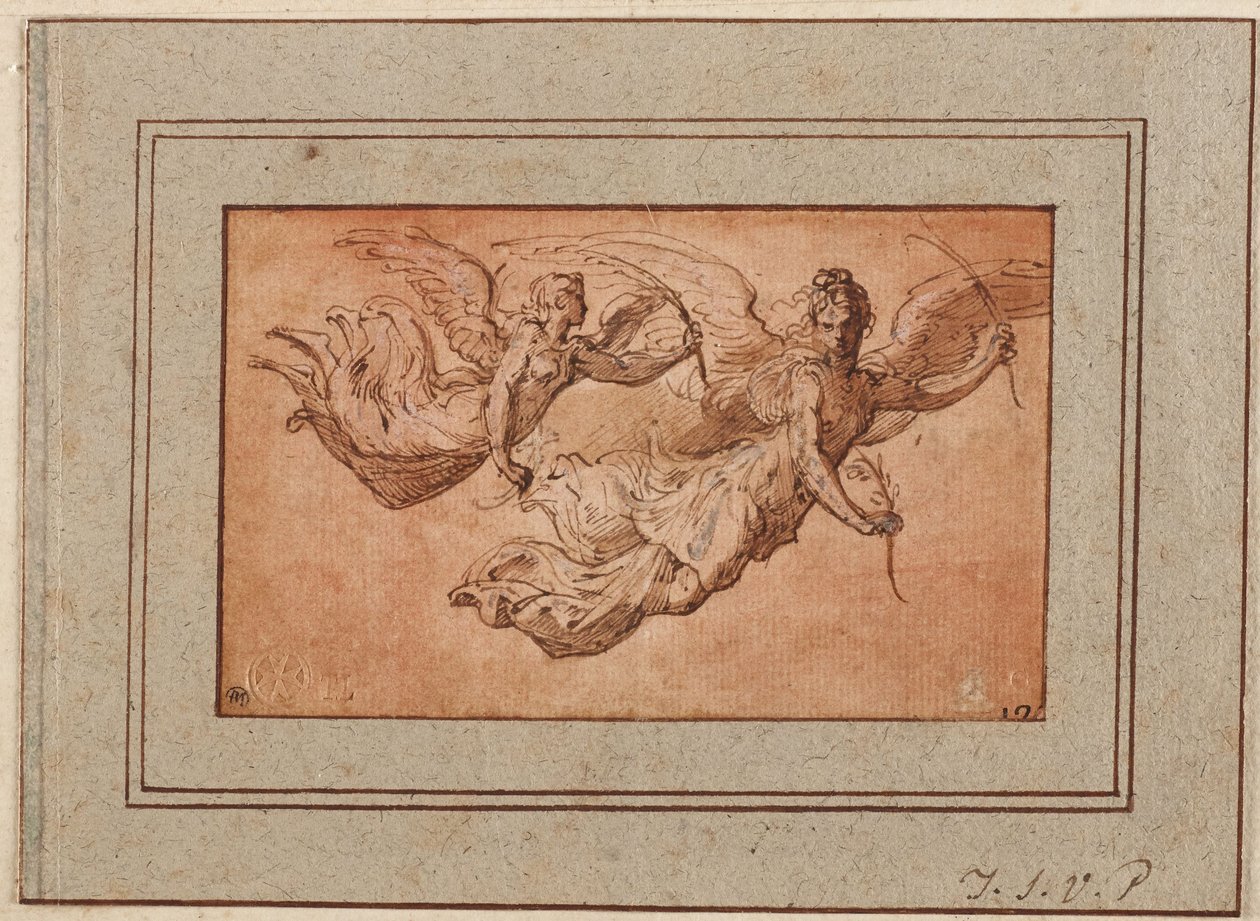 Zwei Studien für die Figur des Sieges de Parmigianino