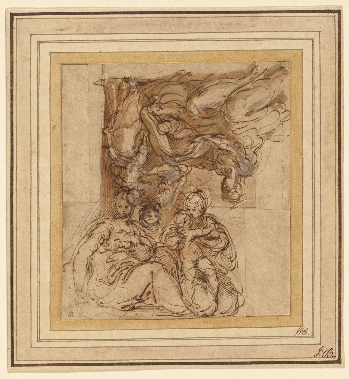 Dois estudos para uma família santa de Parmigianino