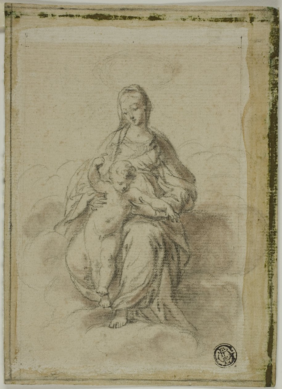 Virgem e Menino sentados sobre as nuvens de Parmigianino