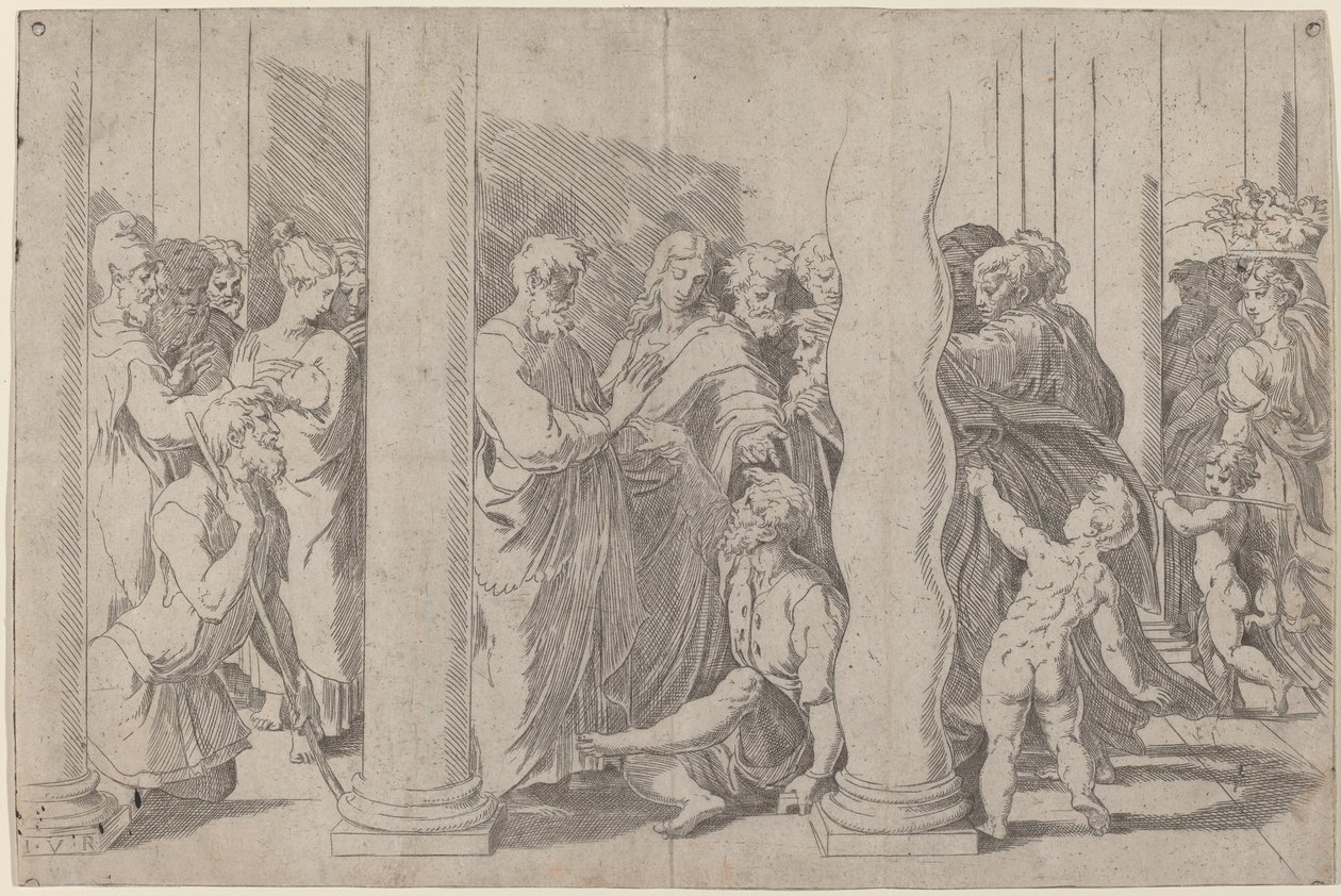 Santos Pedro e João curando o homem coxo no Golden Gate de Parmigianino after Raphael