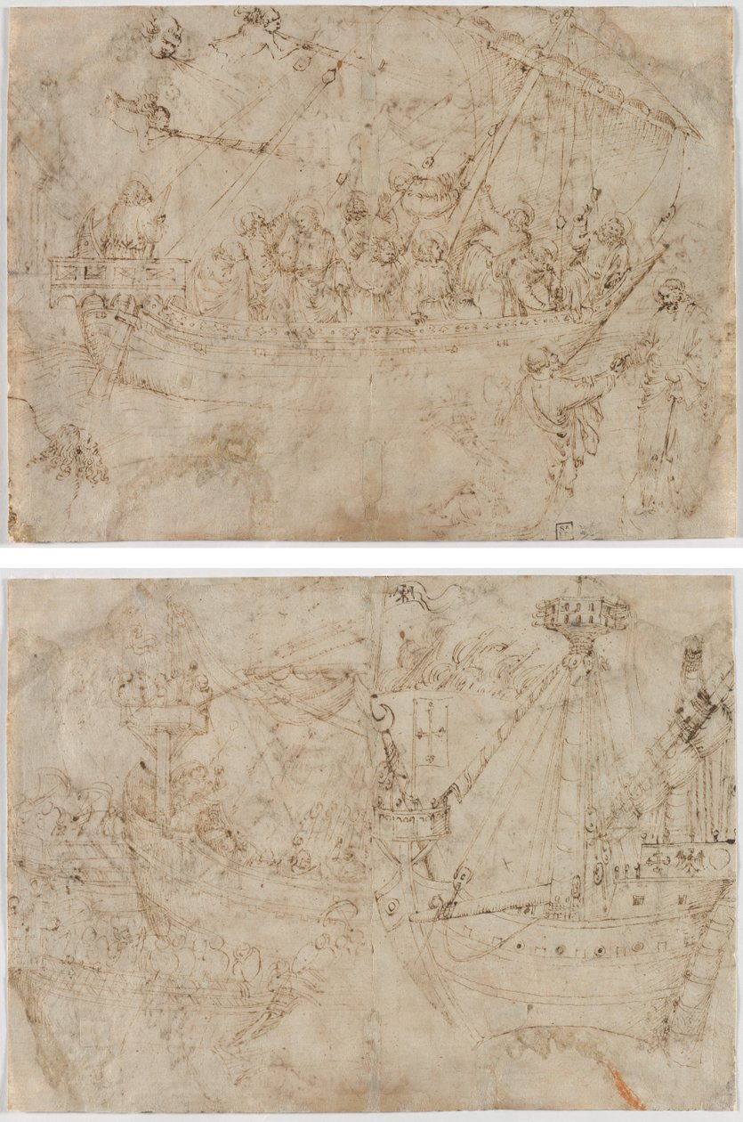 Navicela (reto) Dois Desenhos de Navios (verso) de Parri Spinelli