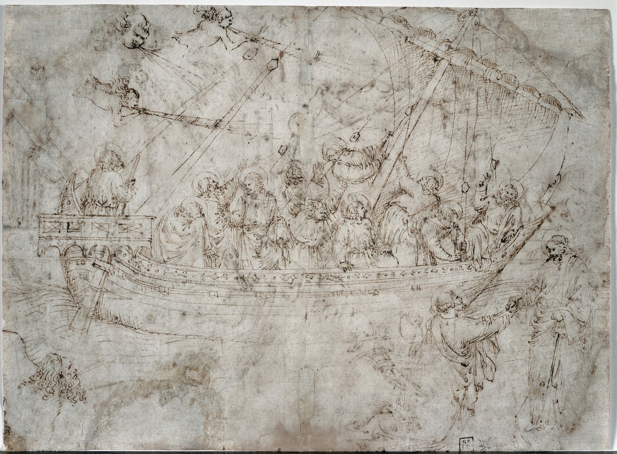 Dois desenhos de navios verso, 1410s. de Parri Spinelli