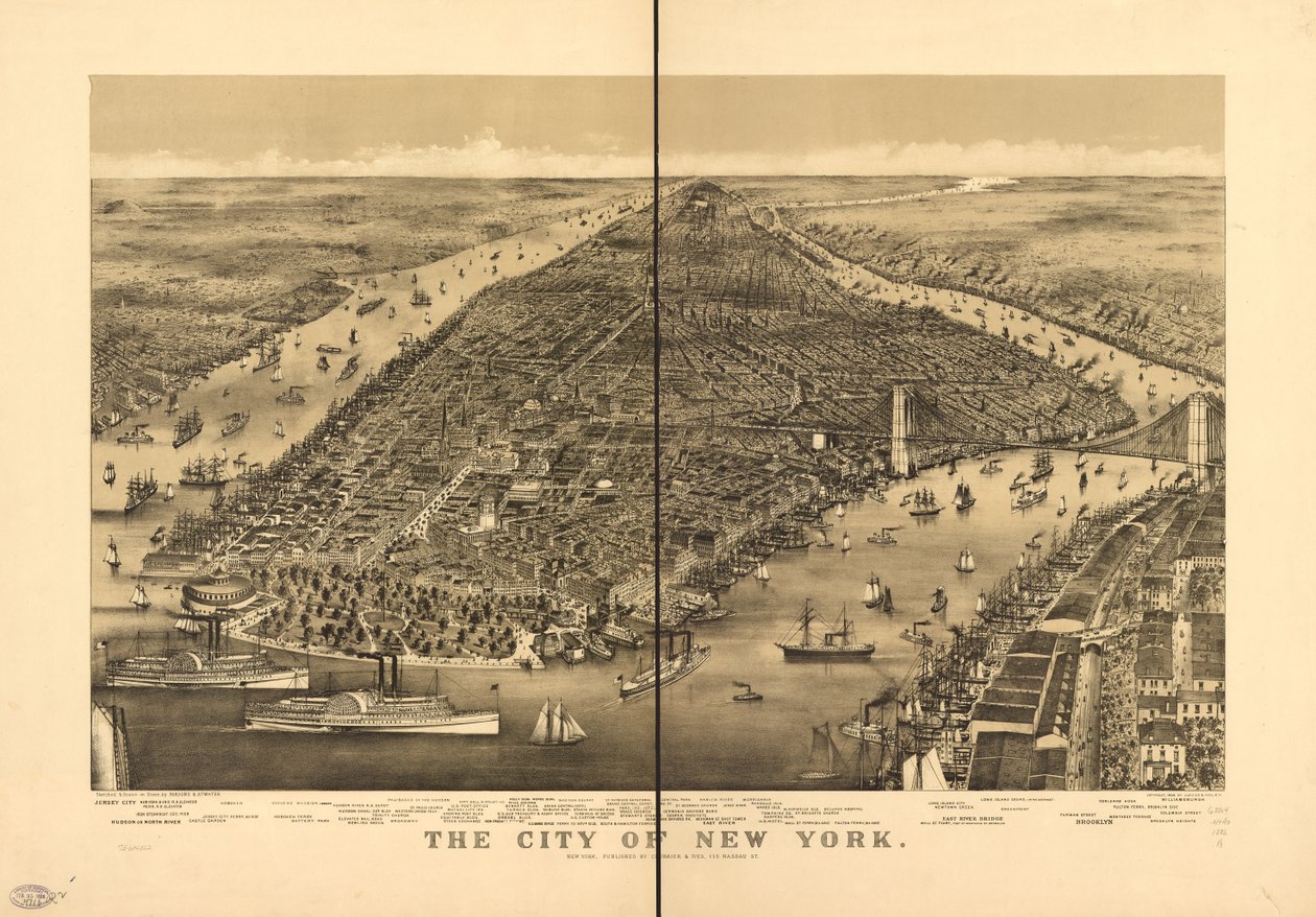 A cidade de Nova York de Parsons and Atwater; Currier and Ives