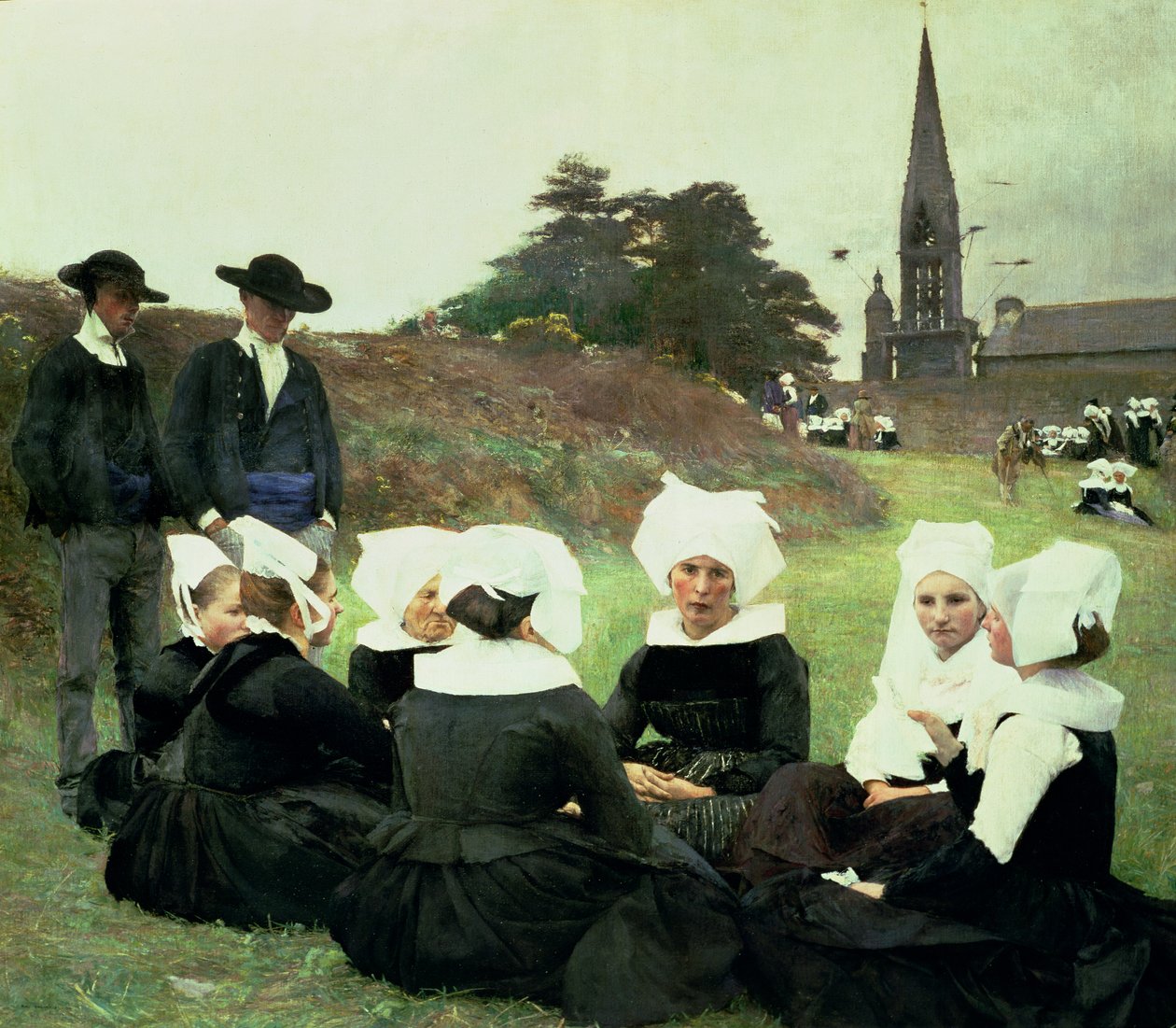Mulheres bretãs sentadas em um perdão de Pascal Adolphe Jean Dagnan Bouveret