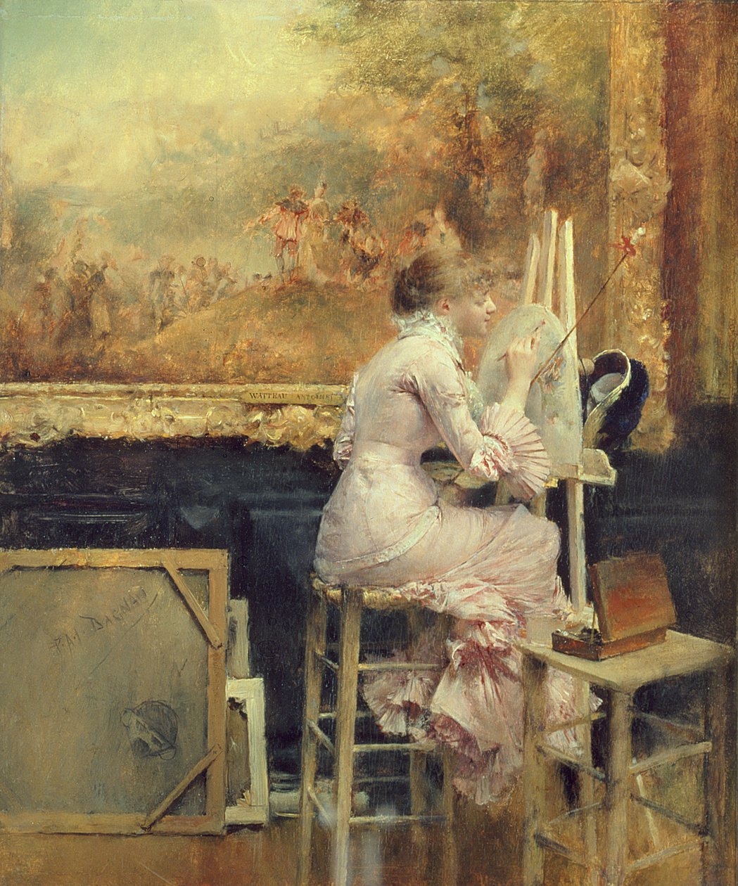 Watercolourist novo no Louvre, c.1891 de Pascal Adolphe Jean Dagnan Bouveret