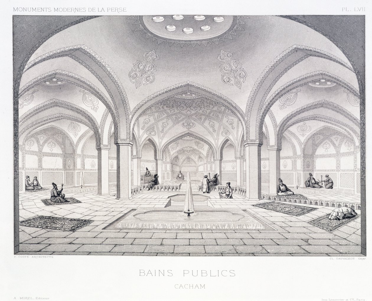 Public Baths, em Kashan, de &39;Voyage Pittoresque&39; of Persia, gravado por Claude Sauvageot (1832-85) publicado por Lemercier, Paris, 1856 de Pascal Xavier Coste