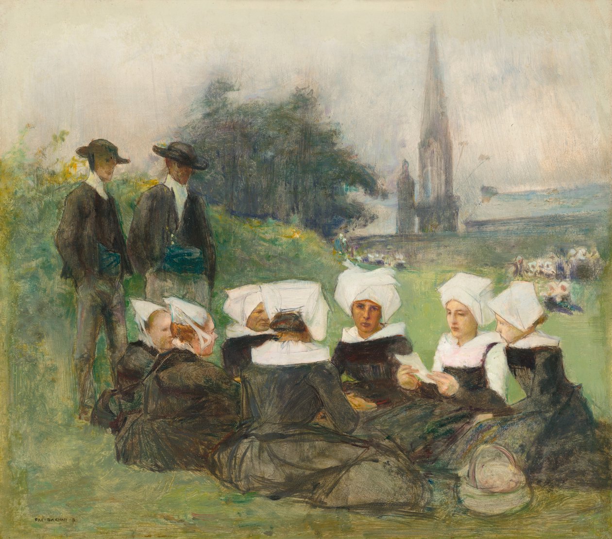 Estudo para "Mulheres bretãs em um perdão" de Pascal Adolphe Jean Dagnan Bouveret