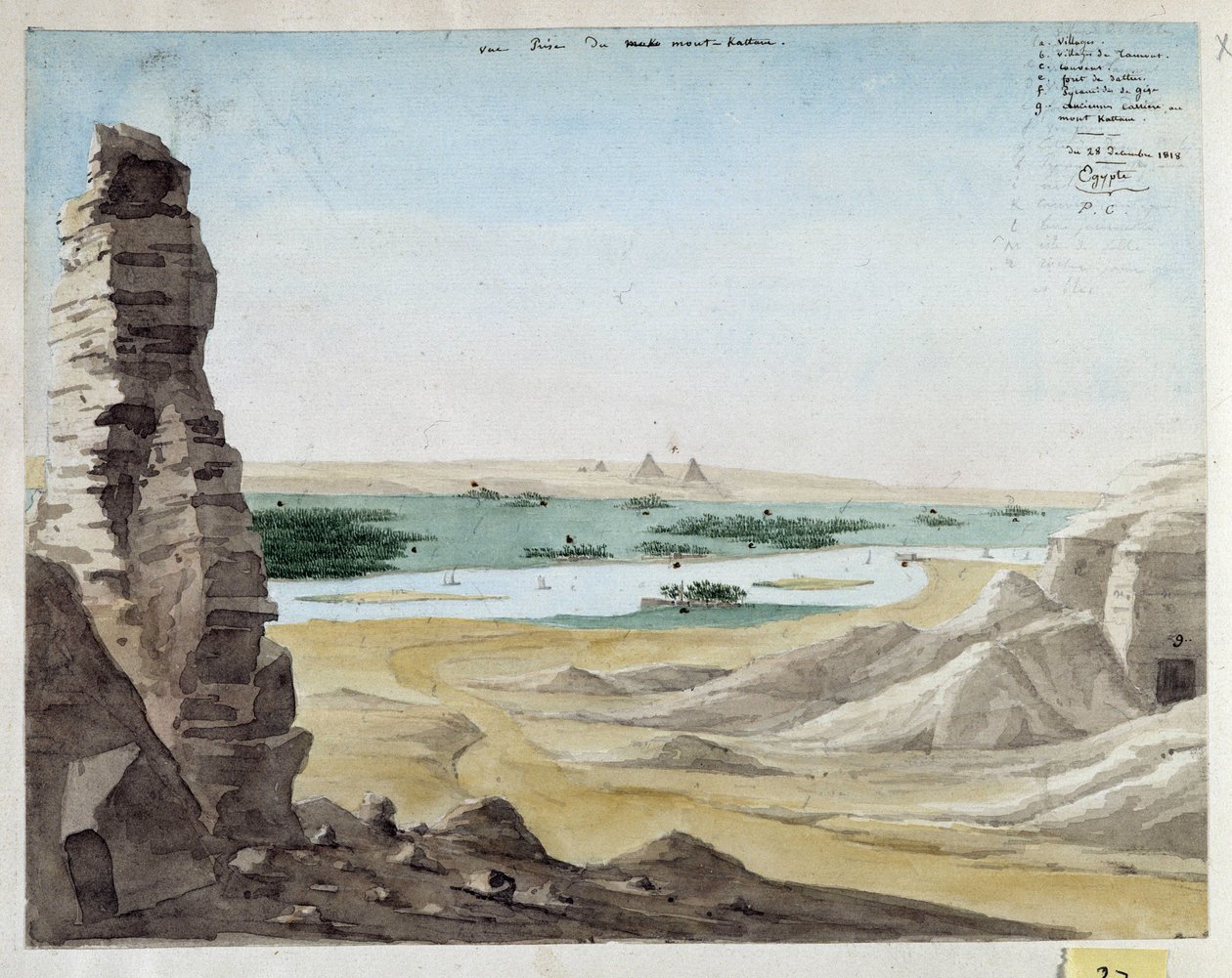 Vista tirada do Monte Kattan. Egipto. 1818 Desenho de Pascal Coste (1787-1879) Museu de Arqueologia Mediterrânica, Marselha de Pascal Xavier (after) Coste