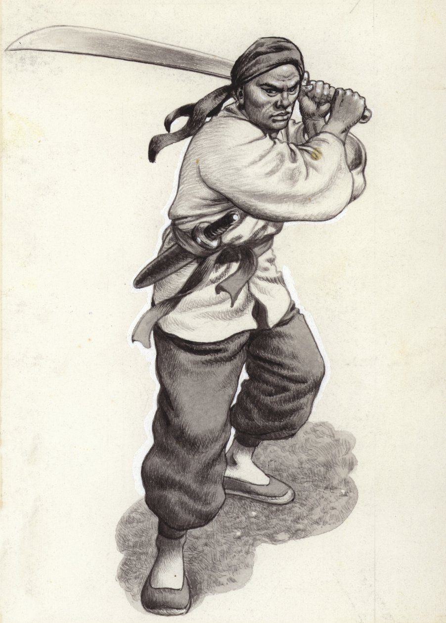 Guerreiro boxer chinês (guache sobre papel) de Pat (1907 95) Nicolle