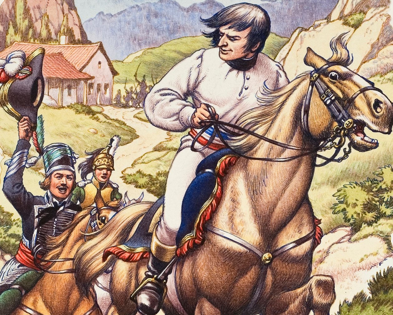 Napoleão escapa por pouco, com uma patrulha de cavalaria austríaca no seu encalço de Pat (1907 95) Nicolle