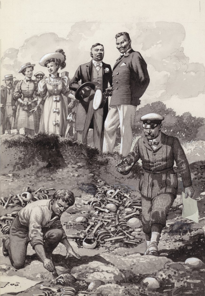 Guilherme II visita as escavações de Visby em Gotland em 1905 (guache sobre papel) de Pat (1907 95) Nicolle