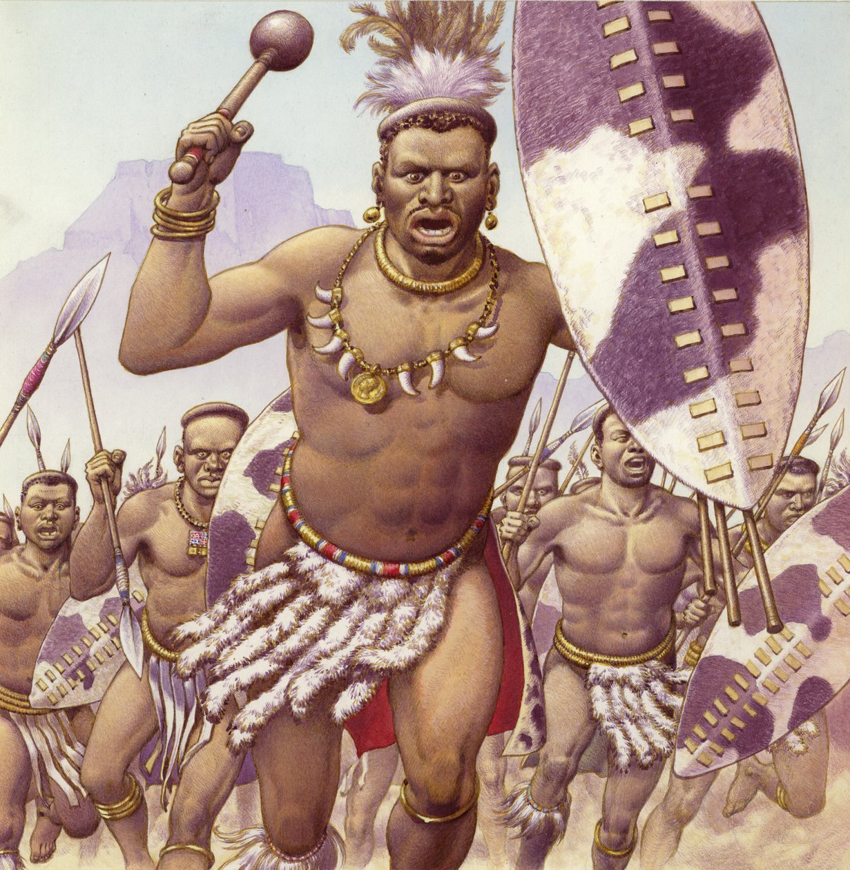 Guerreiro Zulu (guache sobre papel) de Pat (1907 95) Nicolle