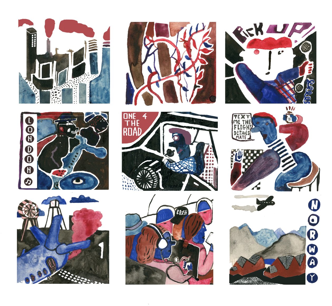 Afastando-se da cidade, para ver a vida selvagem, 2014 (aguarela) de Pat Macdonald