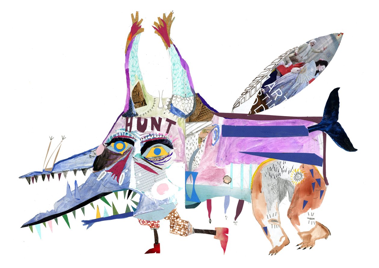 Monstro a óleo, 2011 (colagem e aguarela) de Pat Macdonald