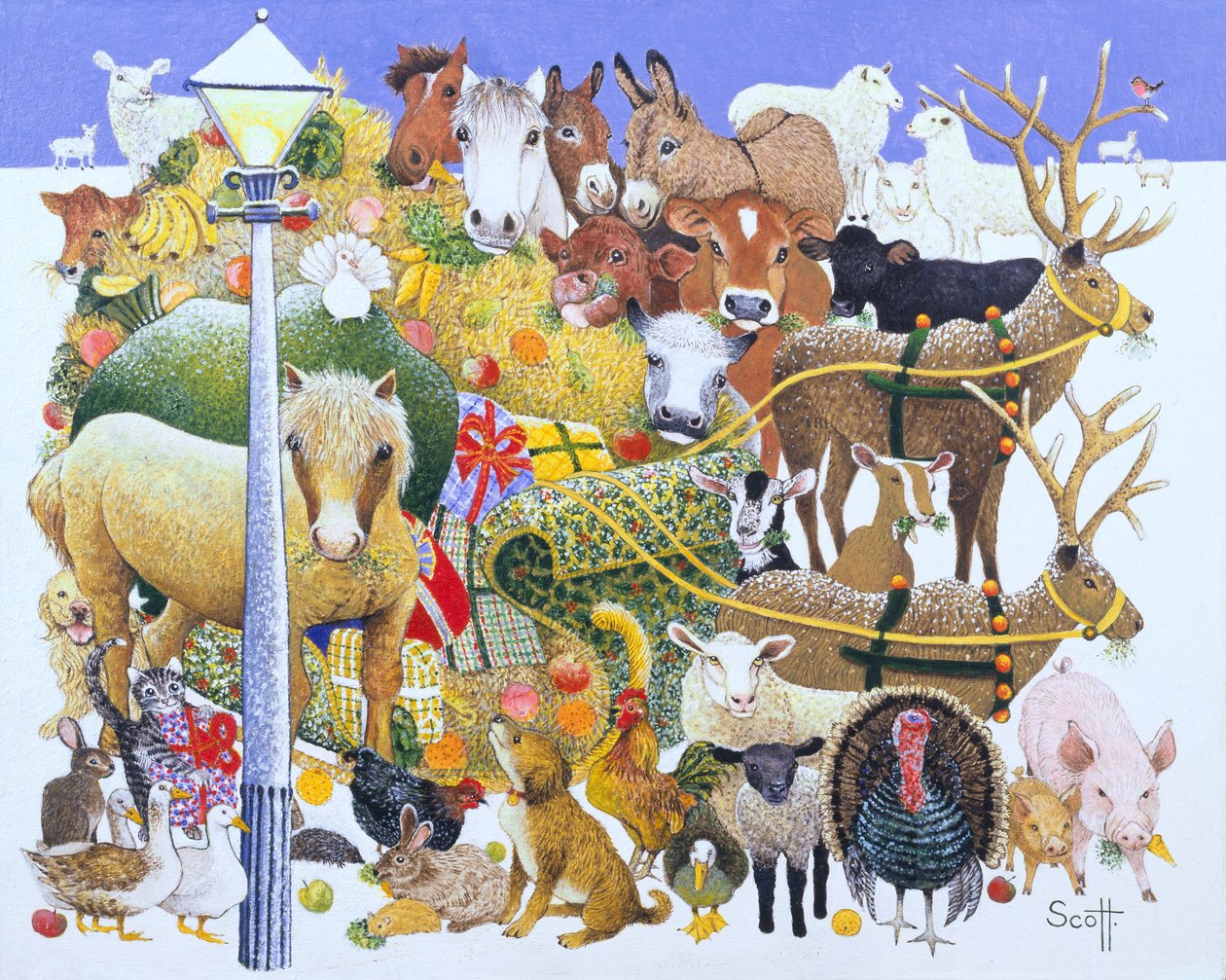Uma festa de Natal (óleo sobre tela) de Pat Scott