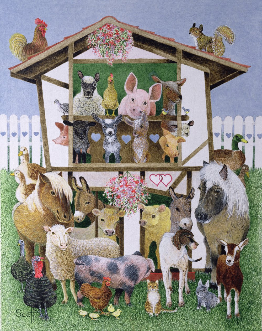 Casa de brincar dos animais (óleo sobre tela) de Pat Scott