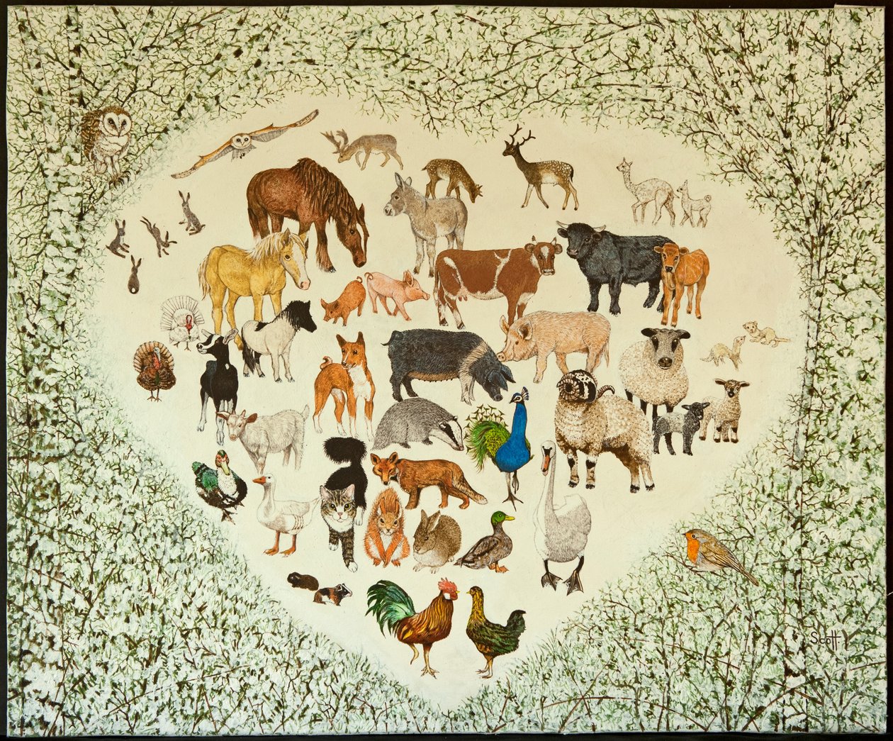 No Coração de Tudo, 2013 (acrílico sobre chita) de Pat Scott