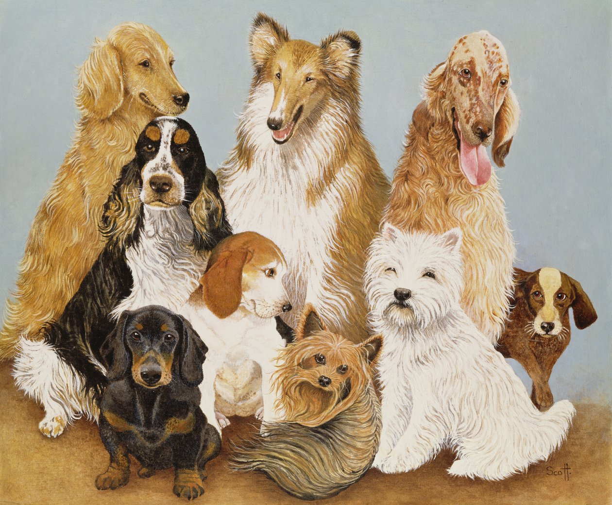 Jantar de cães (óleo sobre tela) de Pat Scott
