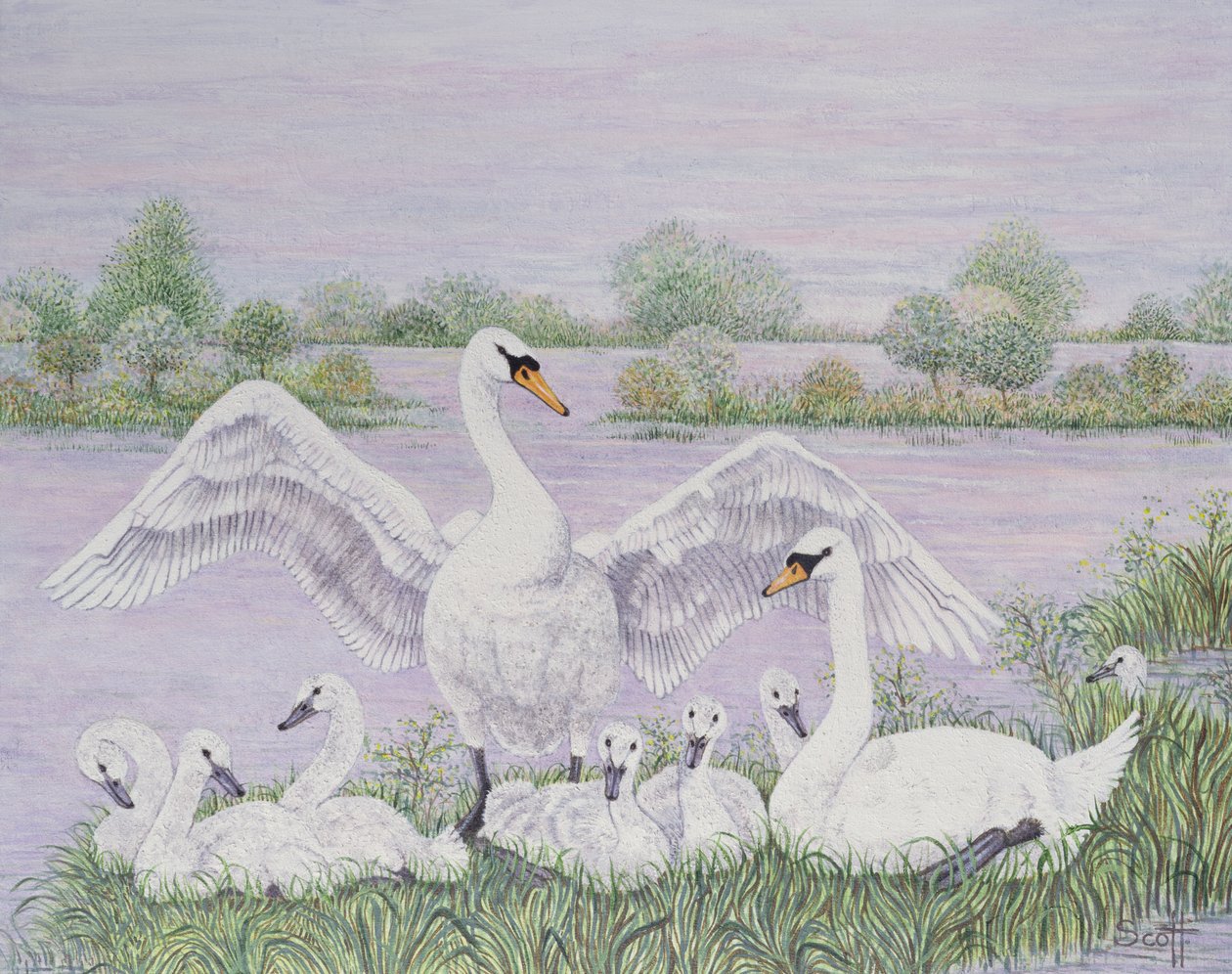 Grupo familiar (óleo sobre tela) de Pat Scott