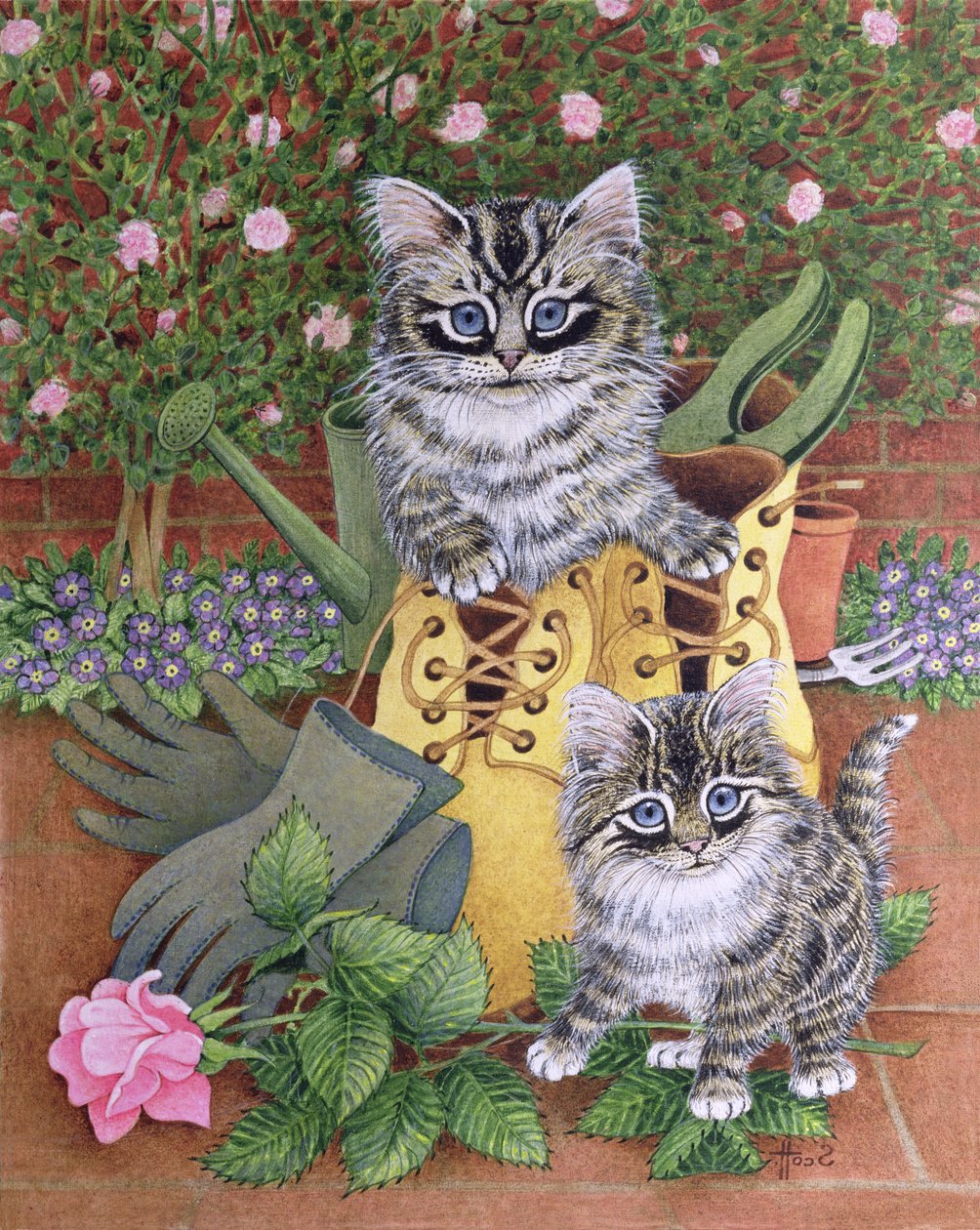 Ajudantes de jardim (óleo sobre tela) de Pat Scott