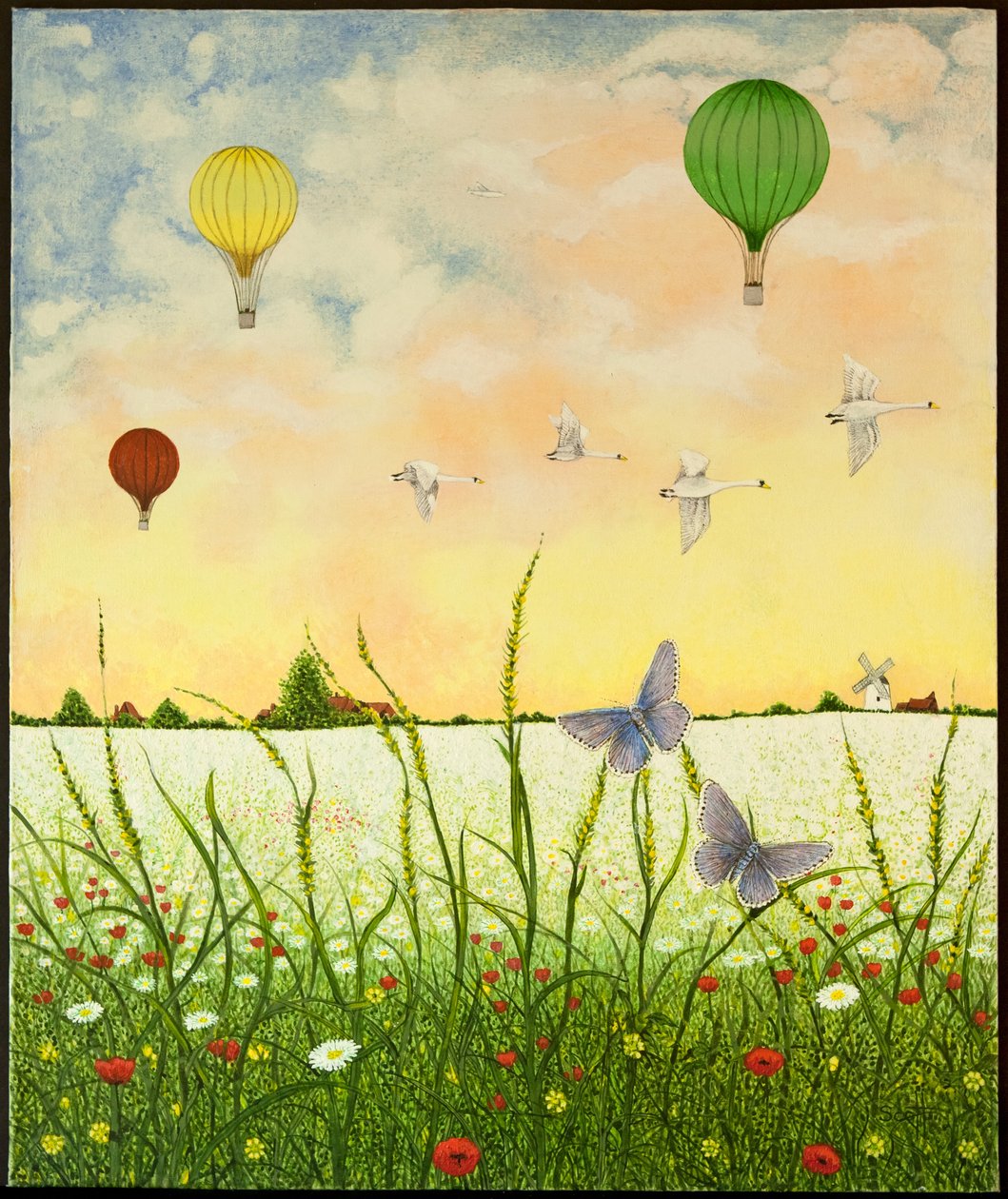 High Flyers, 2011 (acrílico sobre chita) de Pat Scott