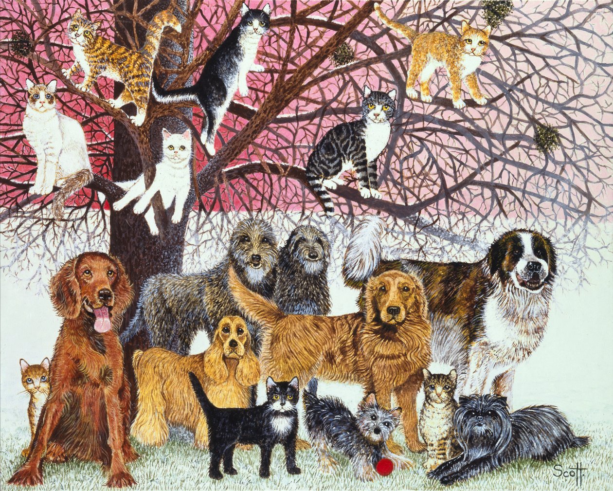 Azevinho mágico (óleo sobre cartão) de Pat Scott