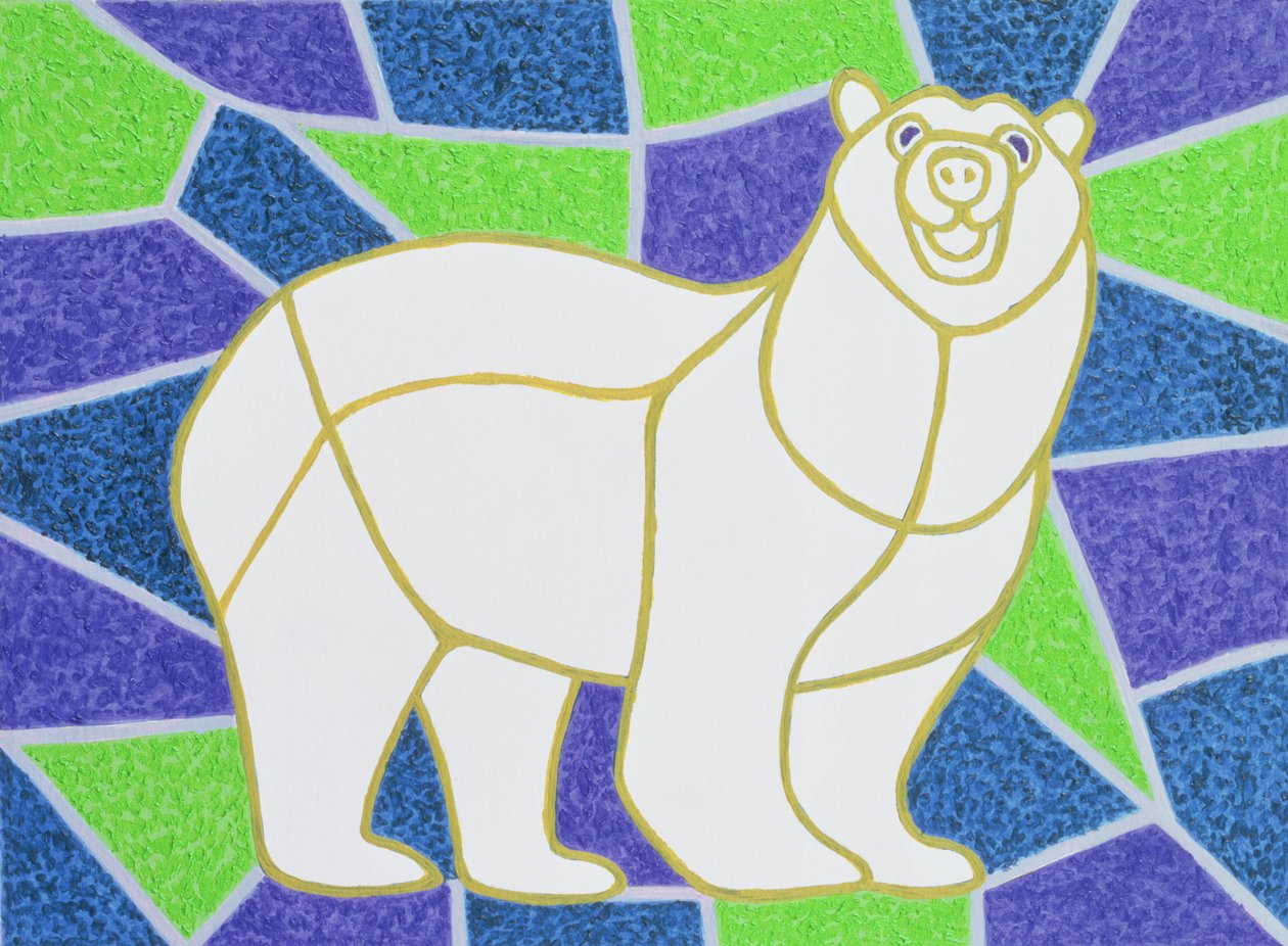 Urso polar em vidro colorido de Pat Scott