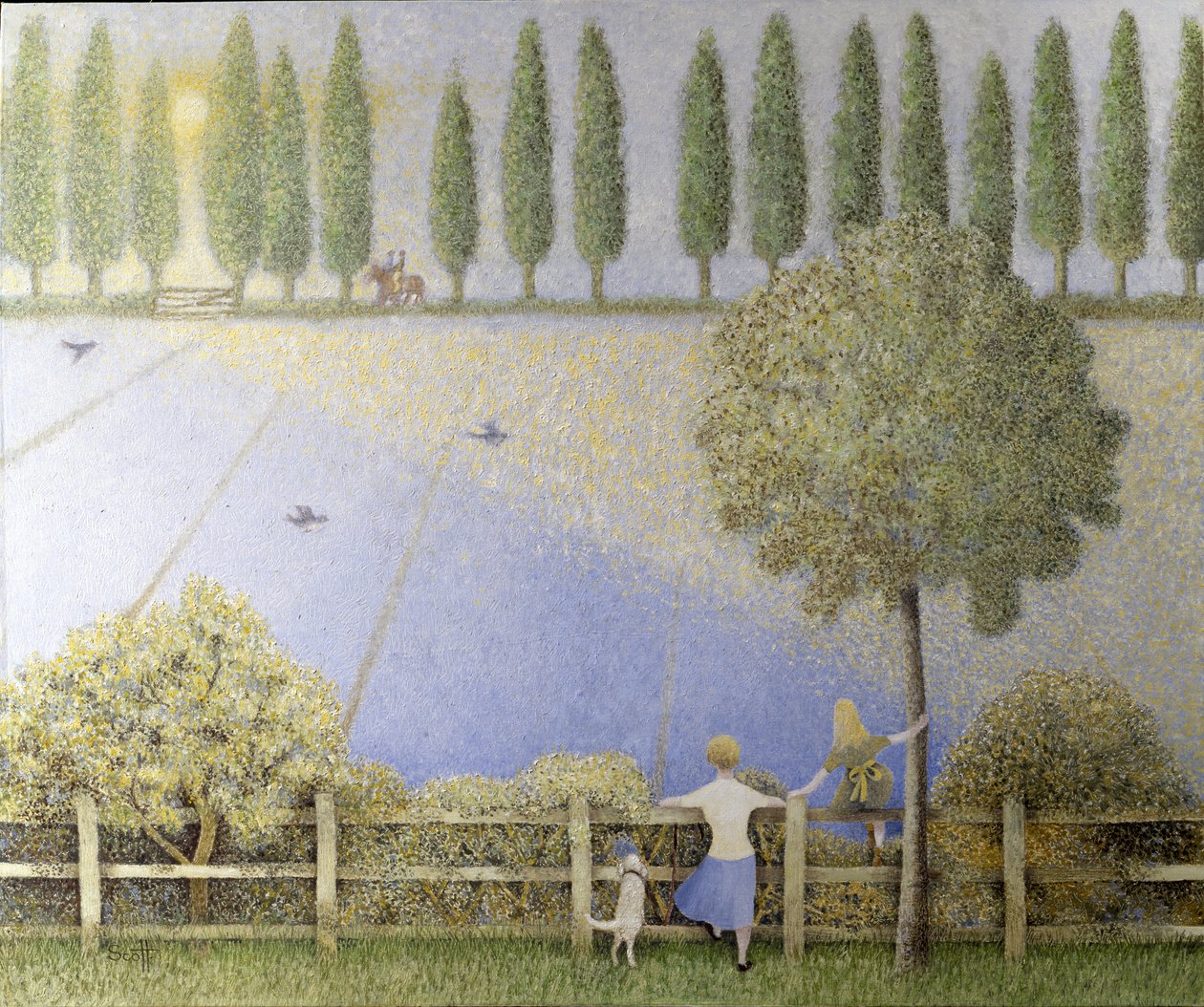 Cavalgando em azul (óleo sobre tela) de Pat Scott