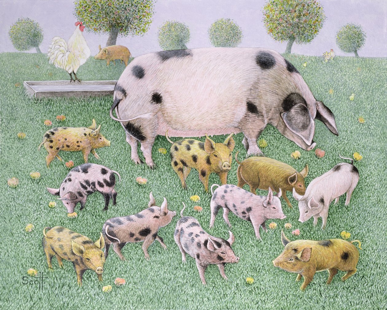A festa da maçã (óleo sobre tela) de Pat Scott