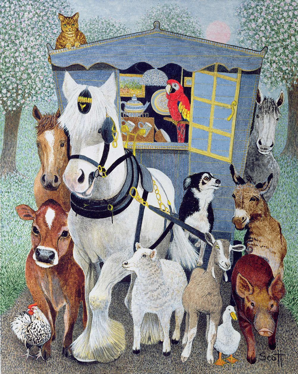 Uncle Tom Cobbley and all (acrílico sobre chita) de Pat Scott