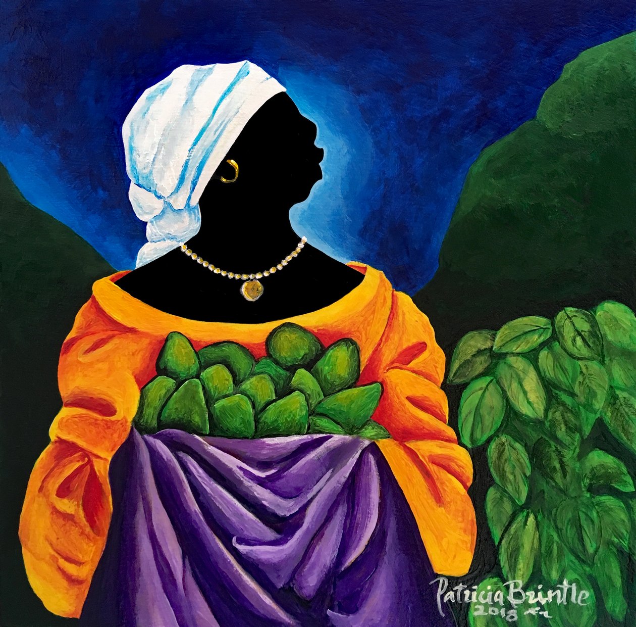 Abacate em abundância, 2018 (acrílico sobre madeira) de Patricia Brintle