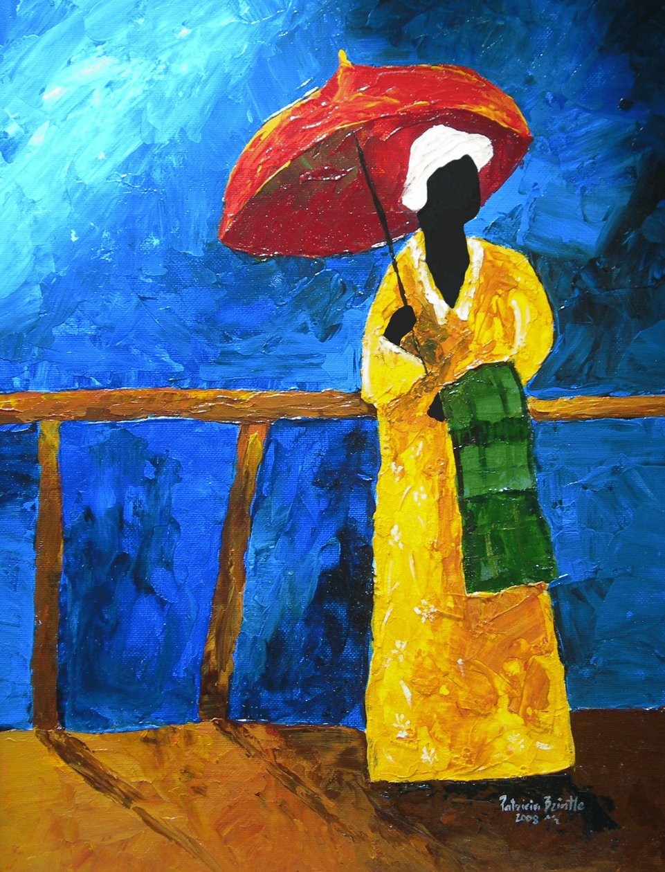 Manta verde no broadwalk, 2008, (acrílico no artistboard) de Patricia Brintle
